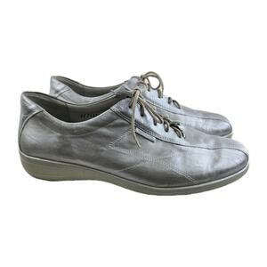Mephisto Cool Air Sneakers Womens 10.5 Silver Leather Lace Up Walking Shoes